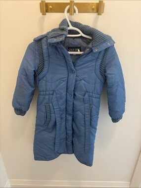 Kids' Blue Quilted Puffer Coat with Hood